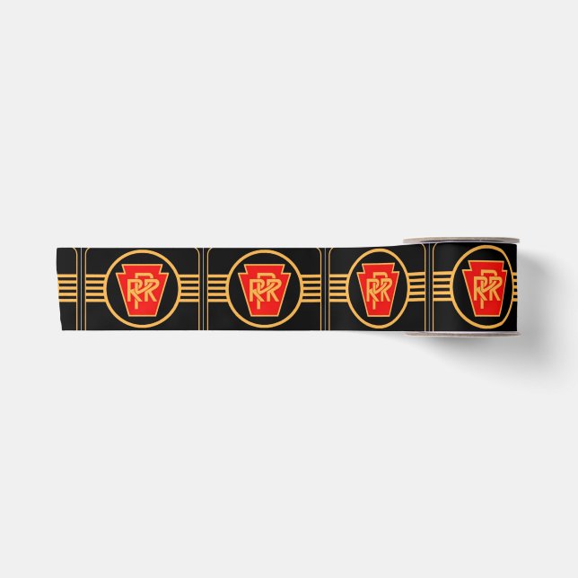 Pennsylvania-Eisenbahn-Logo, Schwarzes u. Goldband Satinband (Vorderseite)