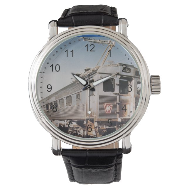 Pennsylvania Eisenbahn Silberleinen Armbanduhr (Vorderseite)