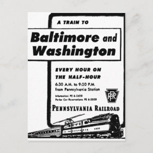 Pennsylvania Eisenbahn Stündliche Züge 1948 Postkarte