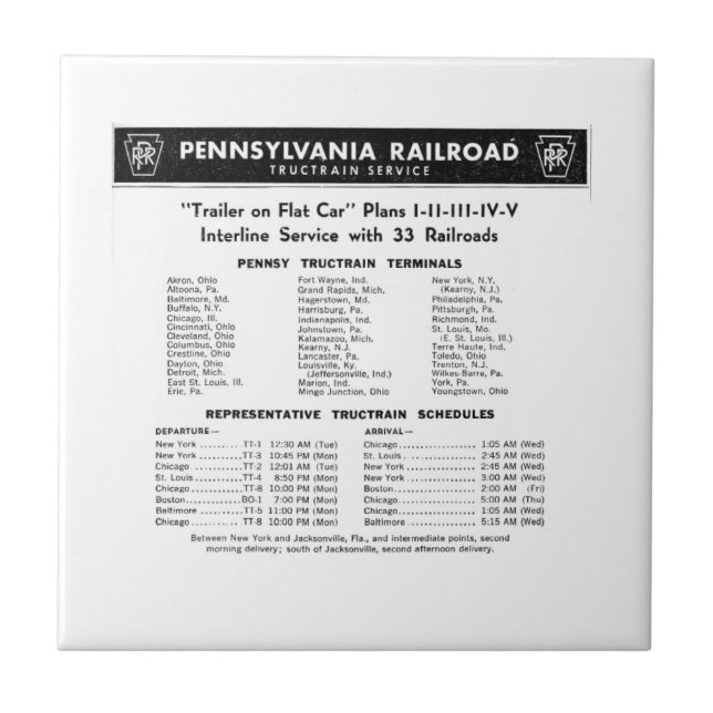 Pennsylvania Eisenbahn TOFC Zugbetrieb   Fliese (Vorderseite)