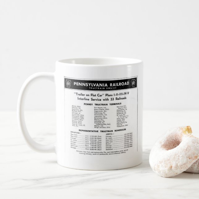 Pennsylvania Eisenbahn TOFC Zugbetrieb     Kaffeetasse (Mit Donut)