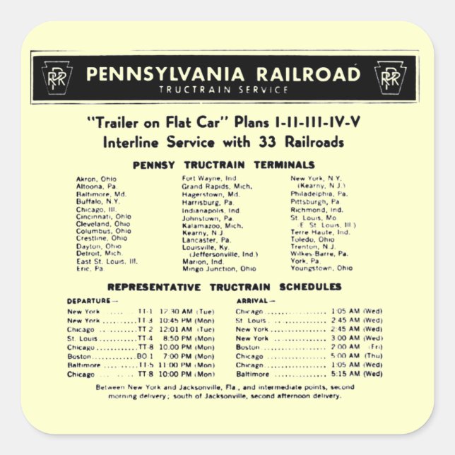 Pennsylvania Eisenbahn TrucTrain Service Stickers (Vorderseite)