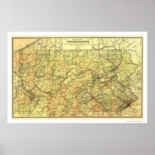 Pennsylvania Eisenbahnkarte 1895 Poster