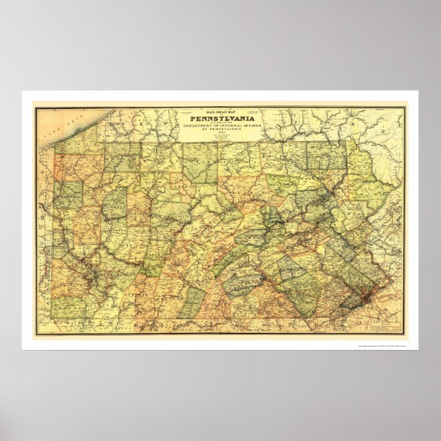 Pennsylvania Eisenbahnkarte 1895 Poster (Vorne)