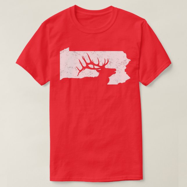 Pennsylvania Elk Jagd Bull Elk PA Staat Form T-Shirt (Design vorne)
