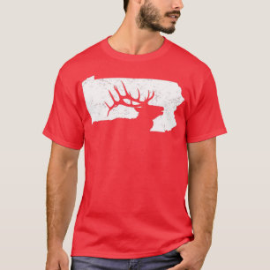 Pennsylvania Elk Jagd Bull Elk PA Staat Form T-Shirt