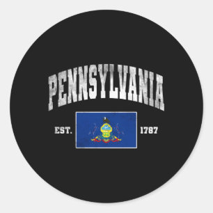 Pennsylvania Est 1787 Pa Flag Worn Runder Aufkleber