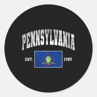 Pennsylvania Est 1787 Pa Flag Worn Runder Aufkleber
