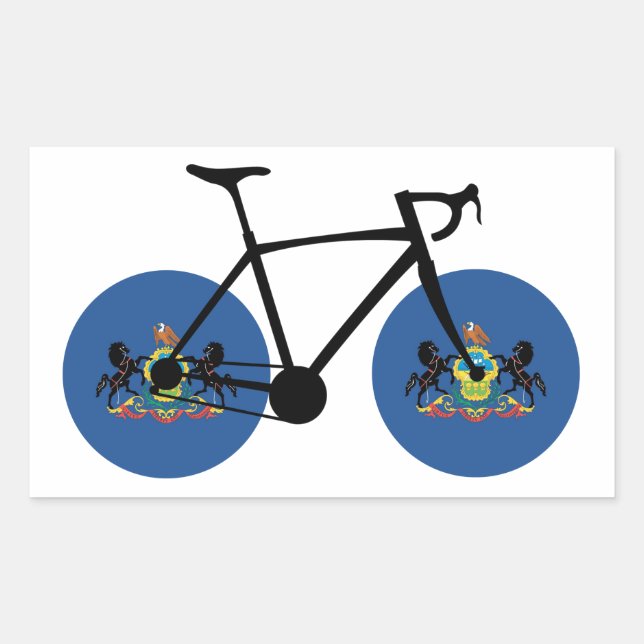 Pennsylvania Flag Cycling Rechteckiger Aufkleber (Vorderseite)