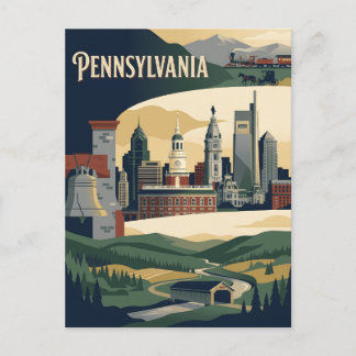 Pennsylvania Historische Sehenswürdigkeiten Vintag Postkarte
