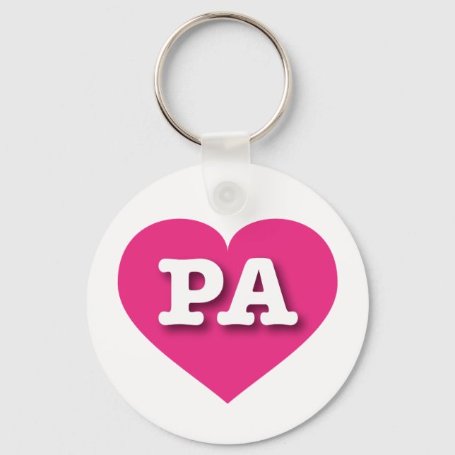 Pennsylvania Hot Pink Heart - I Liebe PA Schlüsselanhänger (Vorderseite)