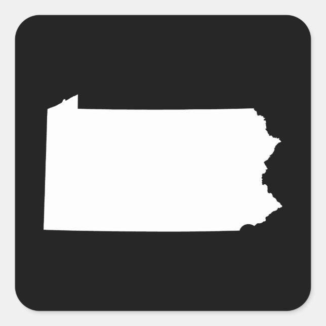 Pennsylvania in Weiß und Schwarz Quadratischer Aufkleber (Vorderseite)