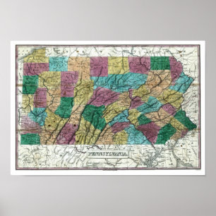 Pennsylvania-Karte 1829 Poster