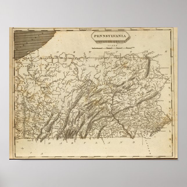 Pennsylvania Karte von Arrowsmith Poster (Vorne)