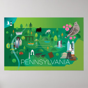 Pennsylvania-Karten-Druck Poster