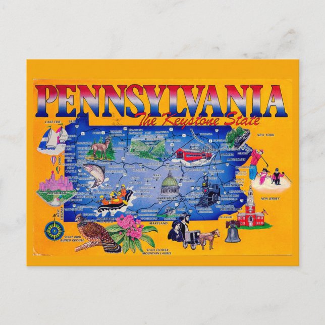 Pennsylvania Keystone Staat Karte (Vorderseite)
