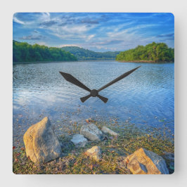 "Pennsylvania Lakeside" Quadratische Wanduhr