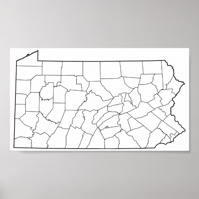 Pennsylvania Landkreises Leere Kontur Karte Poster (Vorne)