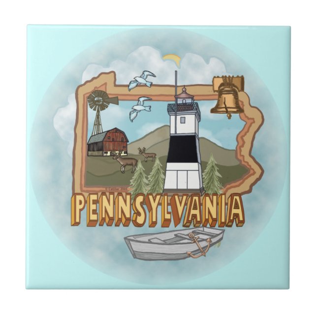 Pennsylvania Leuchtturm Keramik Tile Fliese (Vorderseite)