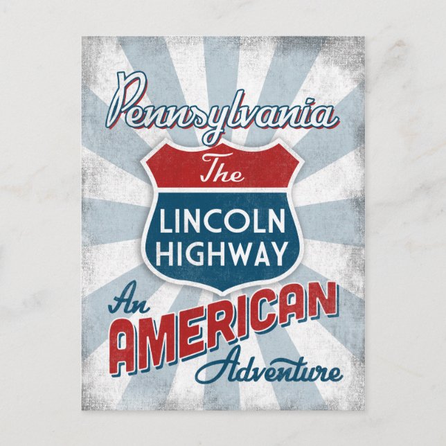 Pennsylvania Lincoln Highway Vintag America Postkarte (Vorderseite)