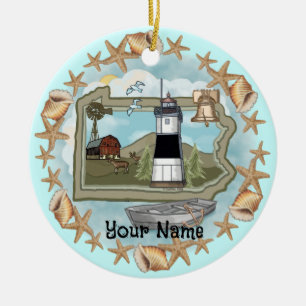 Pennsylvania Muschel Leuchtturm Keramik Ornament