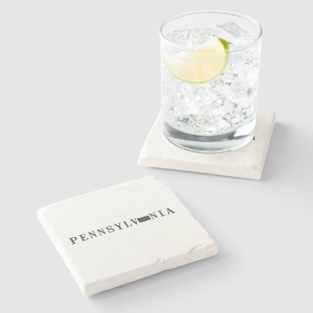 Pennsylvania Name Staat Gestalt Letter Word Art Steinuntersetzer (Seitenansicht)
