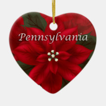Pennsylvania Poinsettia Herz Keepake Ornament