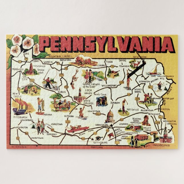 Pennsylvania-Postkarten-Kartenpuzzle (Horizontal)