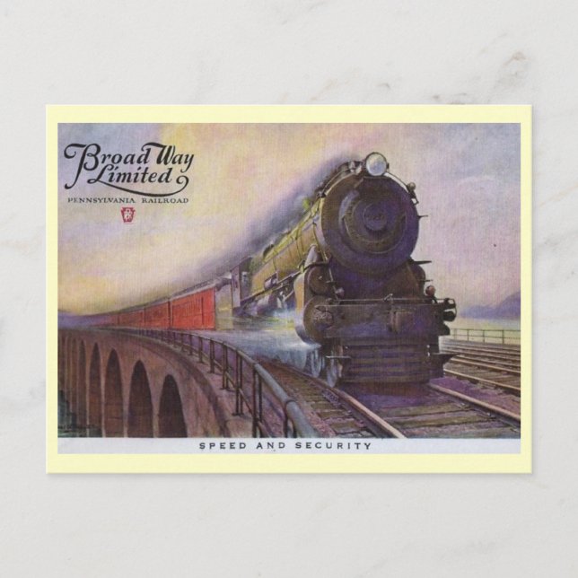 Pennsylvania Railroad Broadway Limited, Vintag Postkarte (Vorderseite)