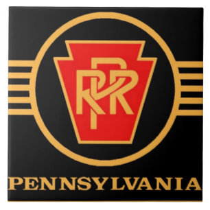 Pennsylvania Railroad-Logo, schwarze und goldene F Fliese