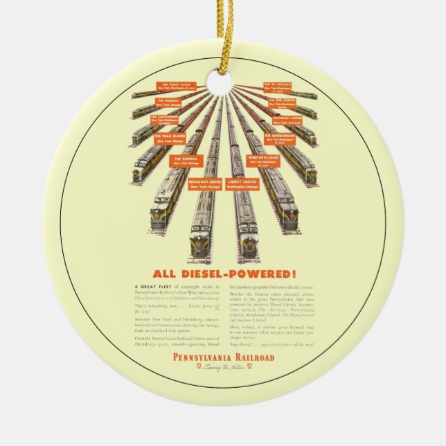 Pennsylvania Railroads Ost-Westjetzt ganz Diesel Keramikornament (Vorne)