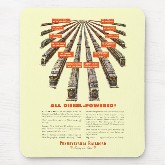 Pennsylvania Railroads Ost-Westjetzt ganz Diesel Mousepad (Vorne)