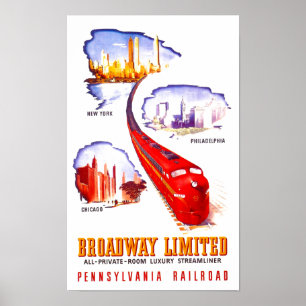 Pennsylvania Railway Broadway Limited Streamliner Poster
