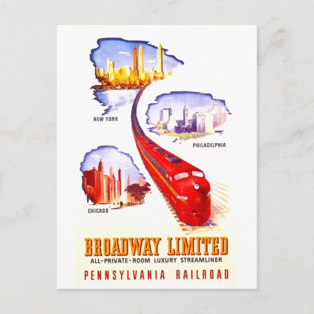 Pennsylvania Railway Broadway Limited Streamliner Postkarte (Vorderseite)