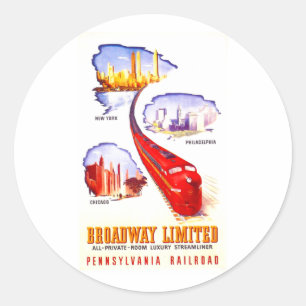 Pennsylvania Railway Broadway Limited Streamliner Runder Aufkleber