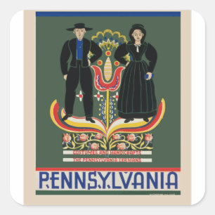 Pennsylvania-Reise im Retro-Stil Quadratischer Aufkleber