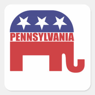 Pennsylvania-Republikaner-Elefant Quadratischer Aufkleber