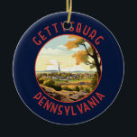 Pennsylvania Retro Distressed Circle Keramik Ornament<br><div class="desc">Gettysburg Retrovektor-Reisedesign im Emblem-Stil. Es ist bekannt für das Gettysburger Schlachtfeld,  das einen Wendepunkt im Zivilen Krieg darstellt und heute Teil des Gettysburger Nationalparks ist.</div>