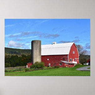 Pennsylvania rote Scheune und Windturbinen 12 x 8 Poster