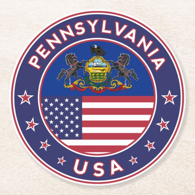 Pennsylvania Runder Pappuntersetzer (Vorderseite)
