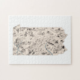 Pennsylvania Shaped Vintag Picture Map