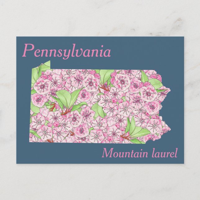 Pennsylvania Staat Blume Collage Map Postkarte (Vorderseite)