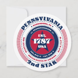 Pennsylvania Staat Circular Typografy Flat Card