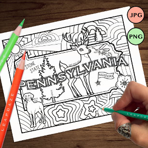 Pennsylvania Staat Form Hund Blume Farbseite Flyer