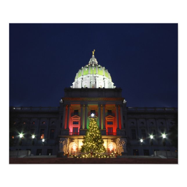 Pennsylvania Staat Hauptstadt Weihnachtsbaumleucht Fotodruck (Vorne)