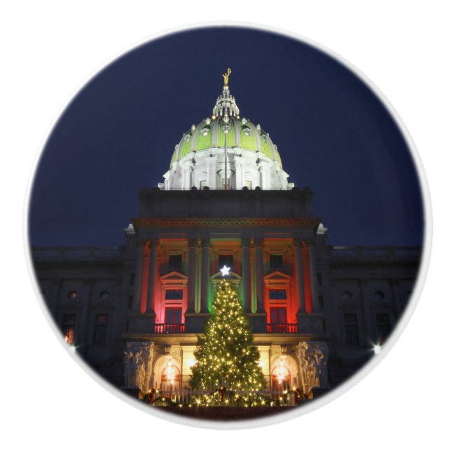 Pennsylvania Staat Hauptstadt Weihnachtsbaumleucht Keramikknauf (Vorderseite)