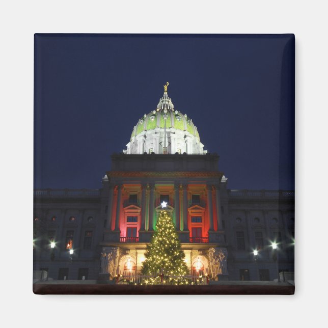 Pennsylvania Staat Hauptstadt Weihnachtsbaumleucht Magnet (Vorne)