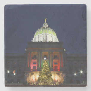 Pennsylvania Staat Hauptstadt Weihnachtsbaumleucht Steinuntersetzer