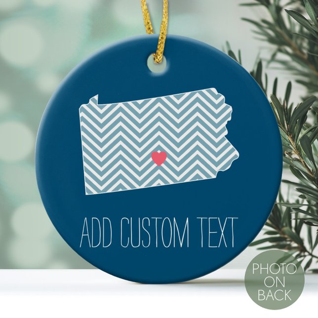 Pennsylvania Staat Map mit benutzerdefiniertem Her Keramikornament (Personalized Photo Ornament)