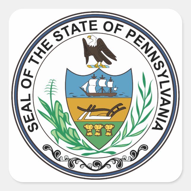 Pennsylvania Staat Siegel Quadratischer Aufkleber (Vorderseite)